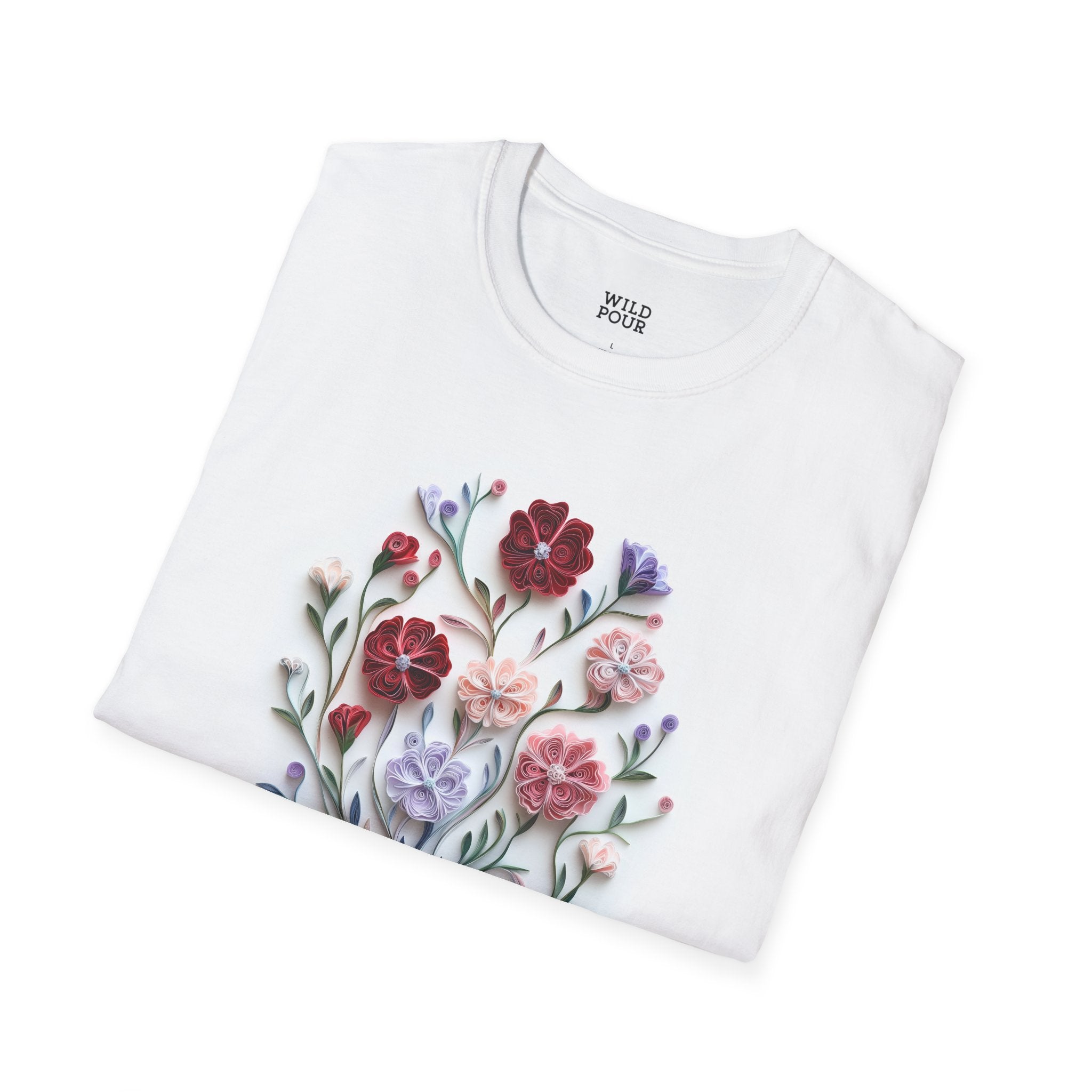 January Carnation, Birth Month Paper Quilling Tee-Adult Tees-Wild Pour