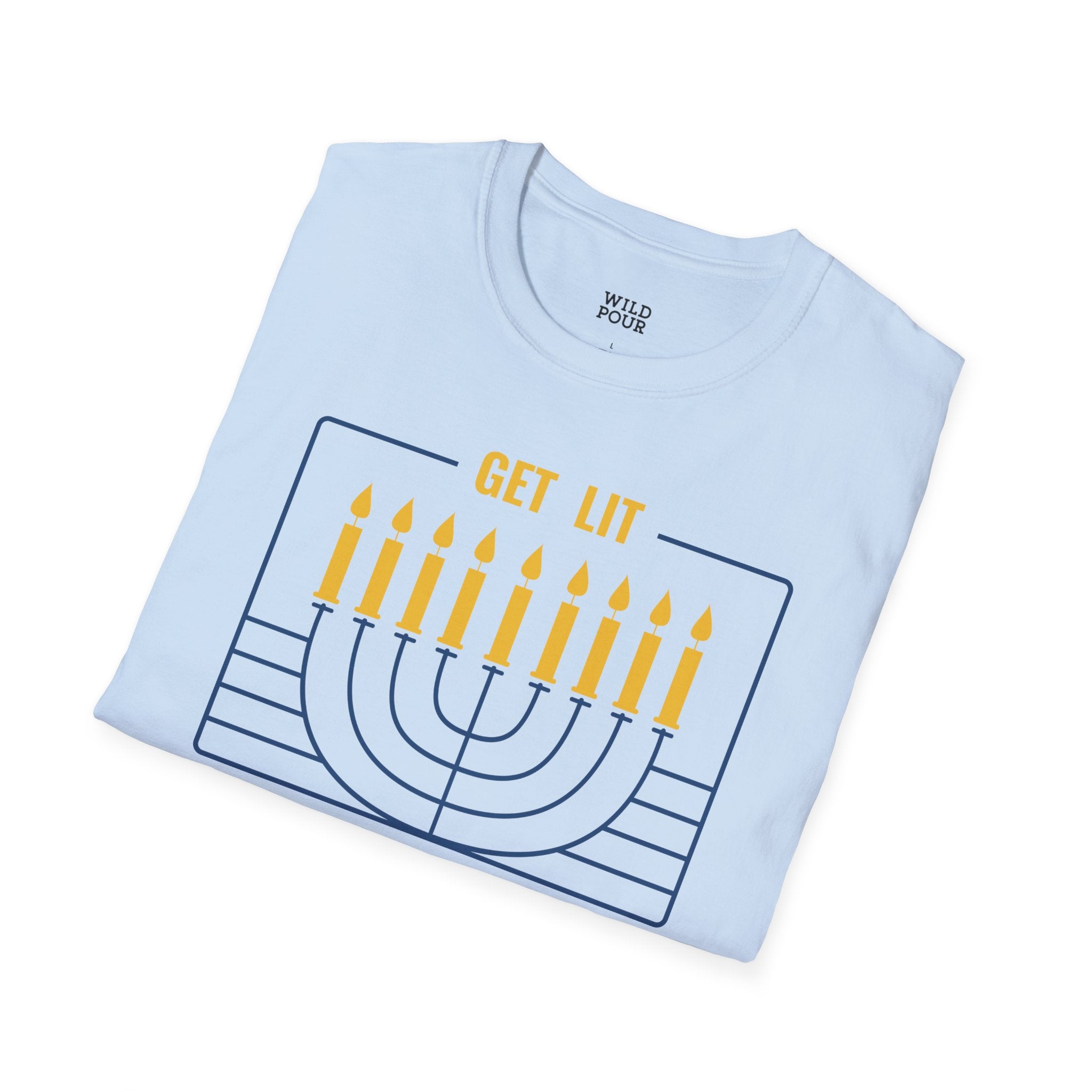 Get Lit, Menorah Tee-Adult Tees-Wild Pour