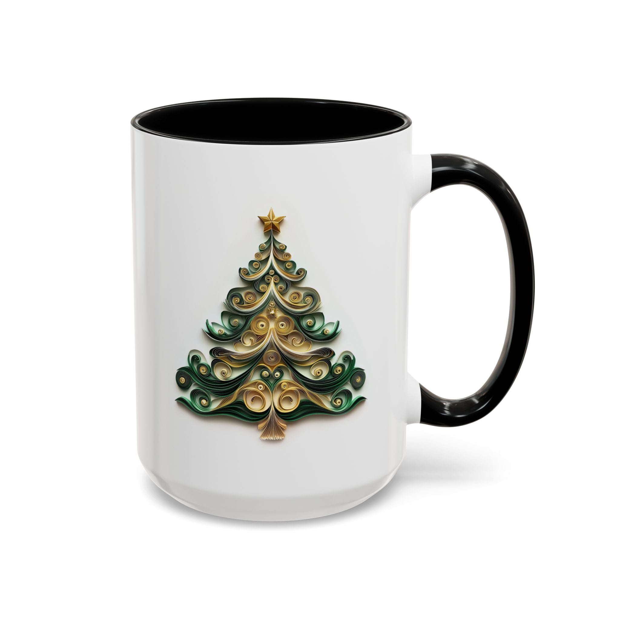 Christmas Tree, Green and Gold, Paper Quilling Mug-Mug-Wild Pour