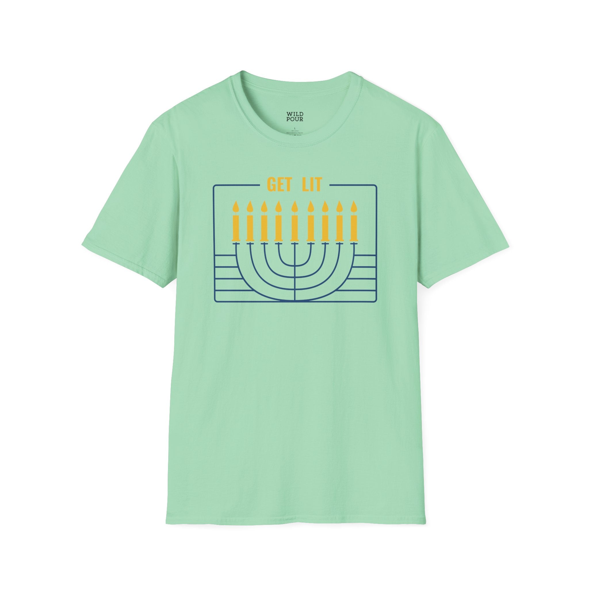 Get Lit, Menorah Tee-Adult Tees-Wild Pour