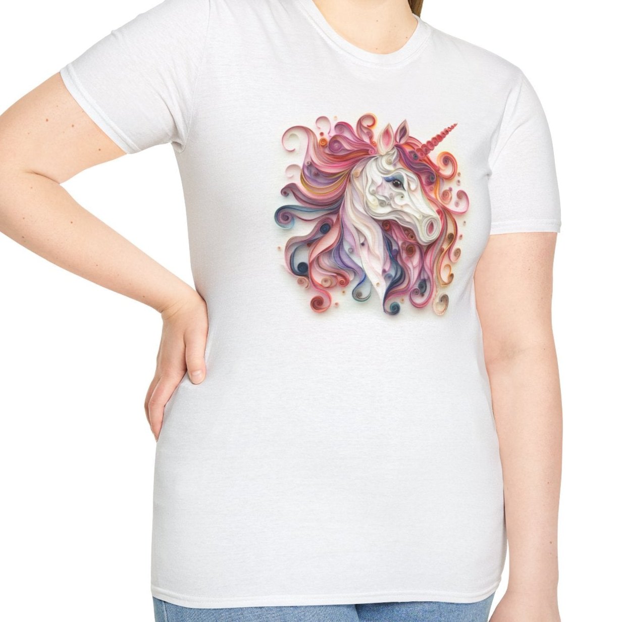 Unicorn, Paper Quilling Tee-Adult Tees-Wild Pour