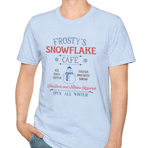 Frosty's Snowflake Cafe, Snowman Tee-Adult Tees-Wild Pour