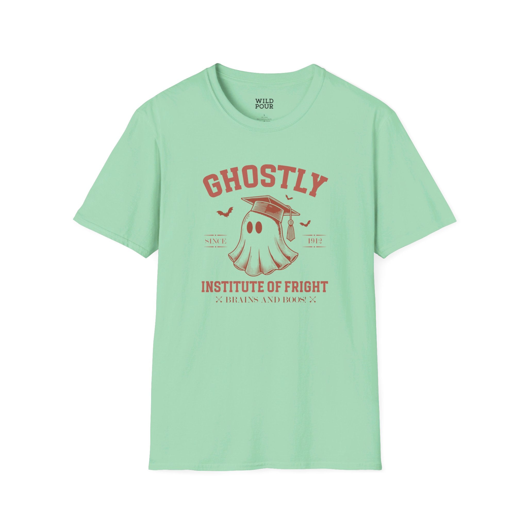 Ghostly Institute of Fright - Halloween University Tee-Adult Tees-Wild Pour