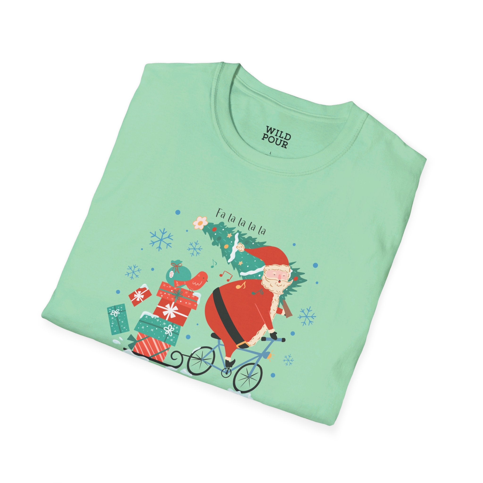 Santa on a Bike Tee-Adult Tees-Wild Pour