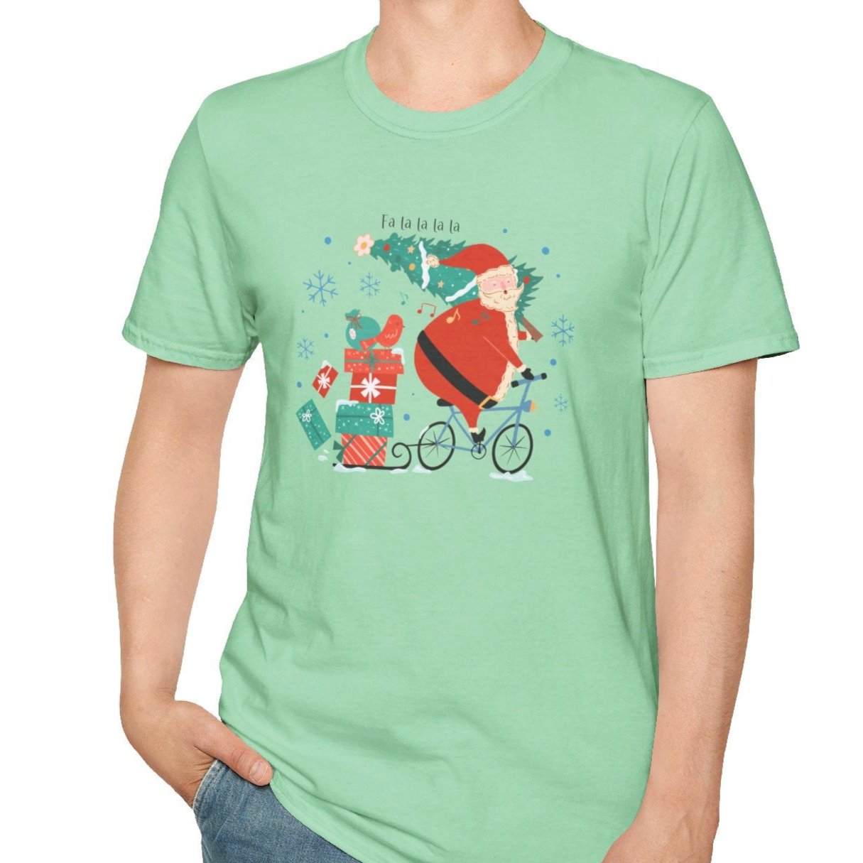 Santa on a Bike Tee-Adult Tees-Wild Pour