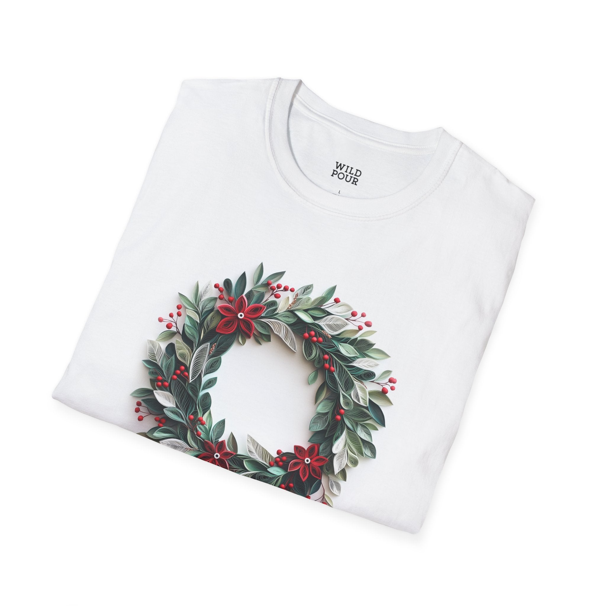 Christmas Wreath, Paper Quilling Tee-Adult Tees-Wild Pour