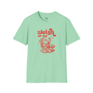 Sleigh All Day, Funny Santa Tee-Adult Tees-Wild Pour