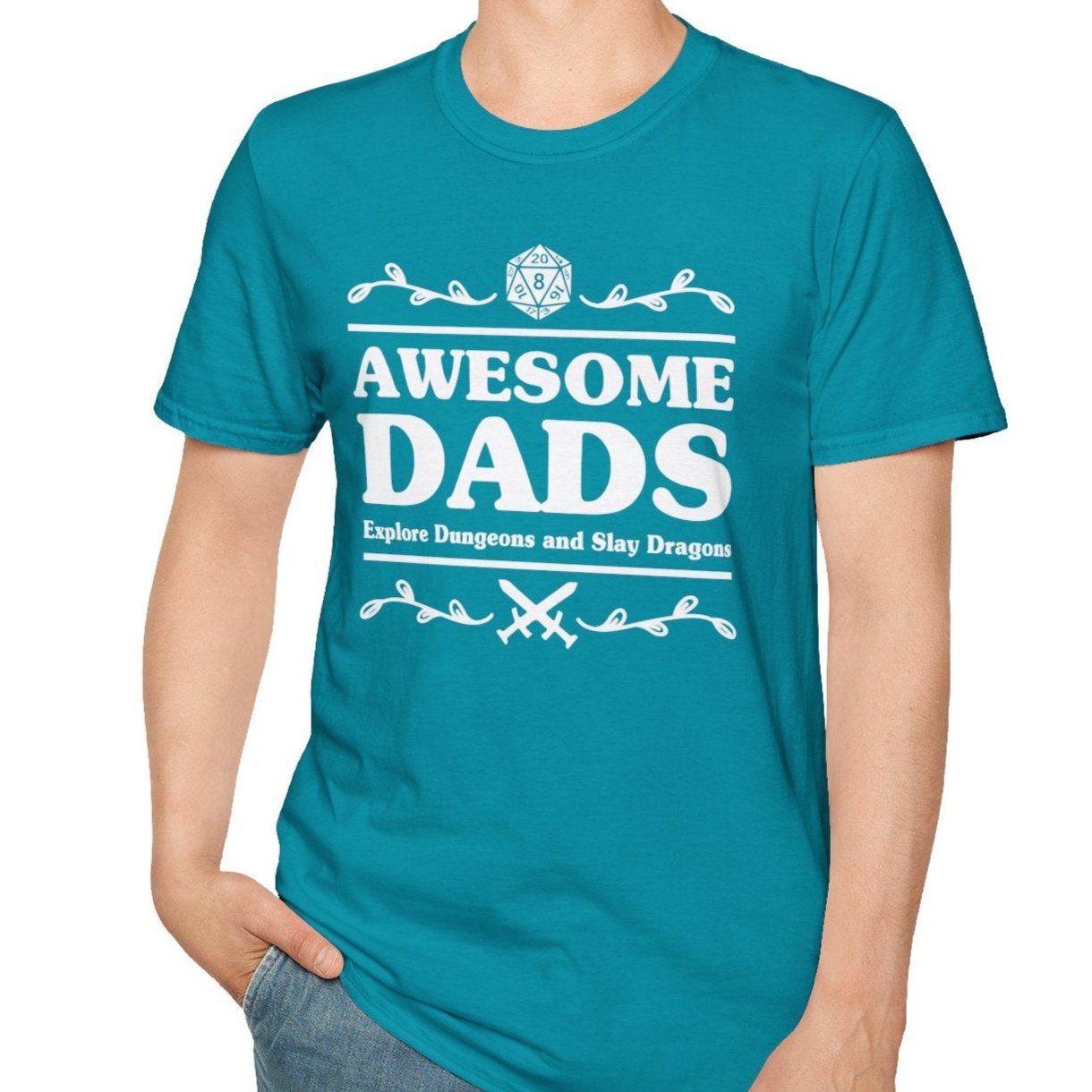 Awesome Dads Explore Dungeons & Slay Dragons, D&D Tee-Adult Tees-Wild Pour