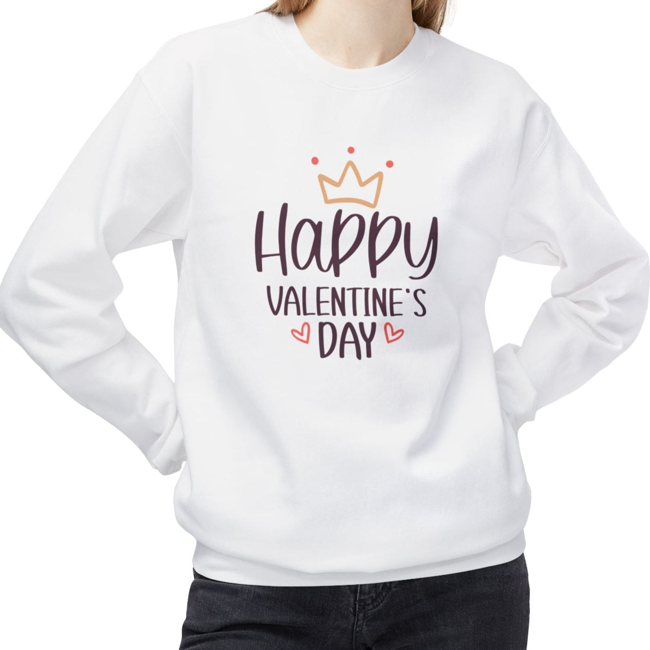 Happy Valentine's Day, Hearts and Crowns | Sweatshirt - Ultra-soft and super comfy, our premium midweight unisex sweatshirts are perfect for any season.