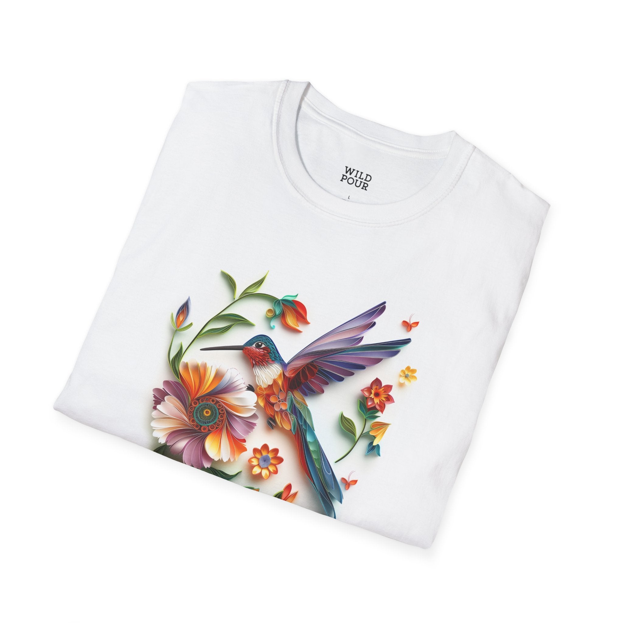 Hummingbird, Paper Quilling Tee-Adult Tees-Wild Pour