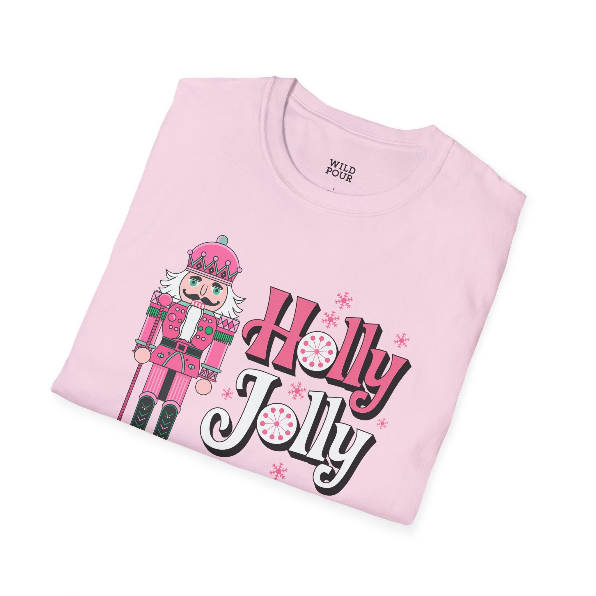 Holly Jolly Nutcracker, Christmas Tee-Adult Tees-Wild Pour