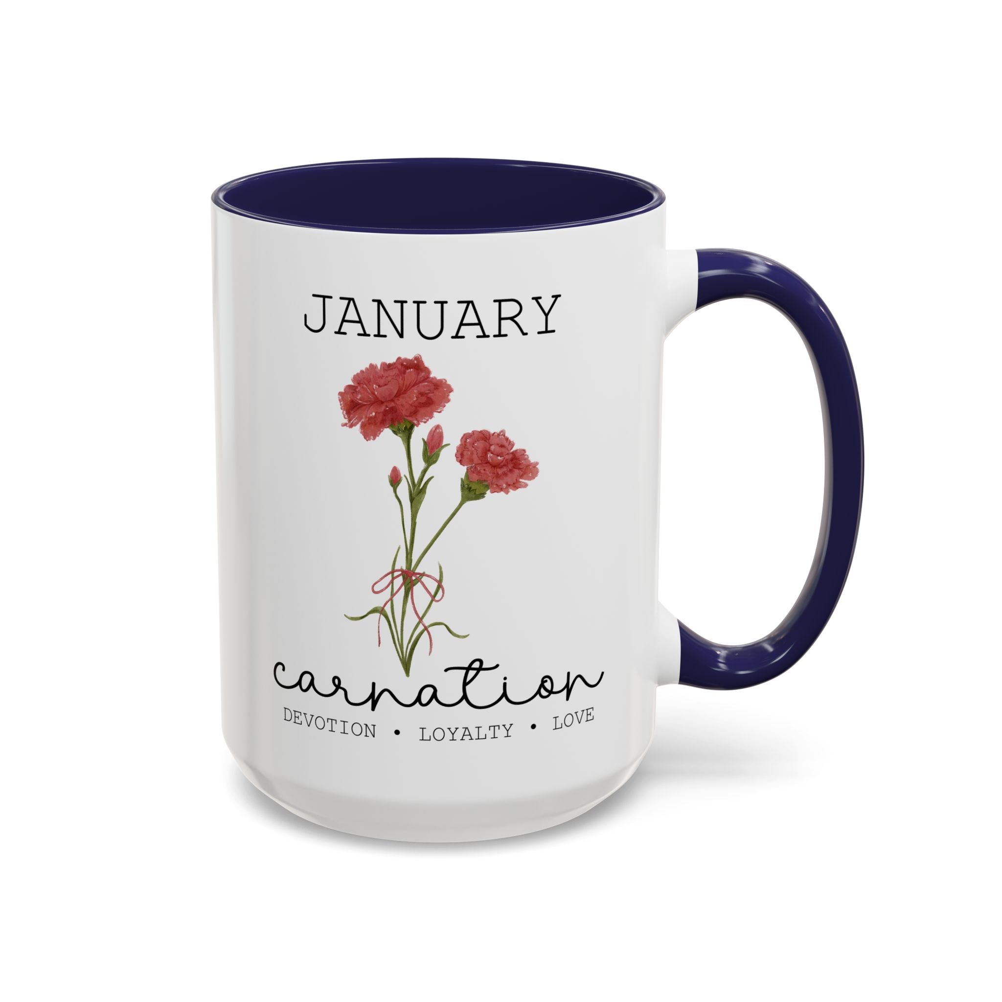 January Carnation, Virtues Birth Month Mug-Mug-Wild Pour