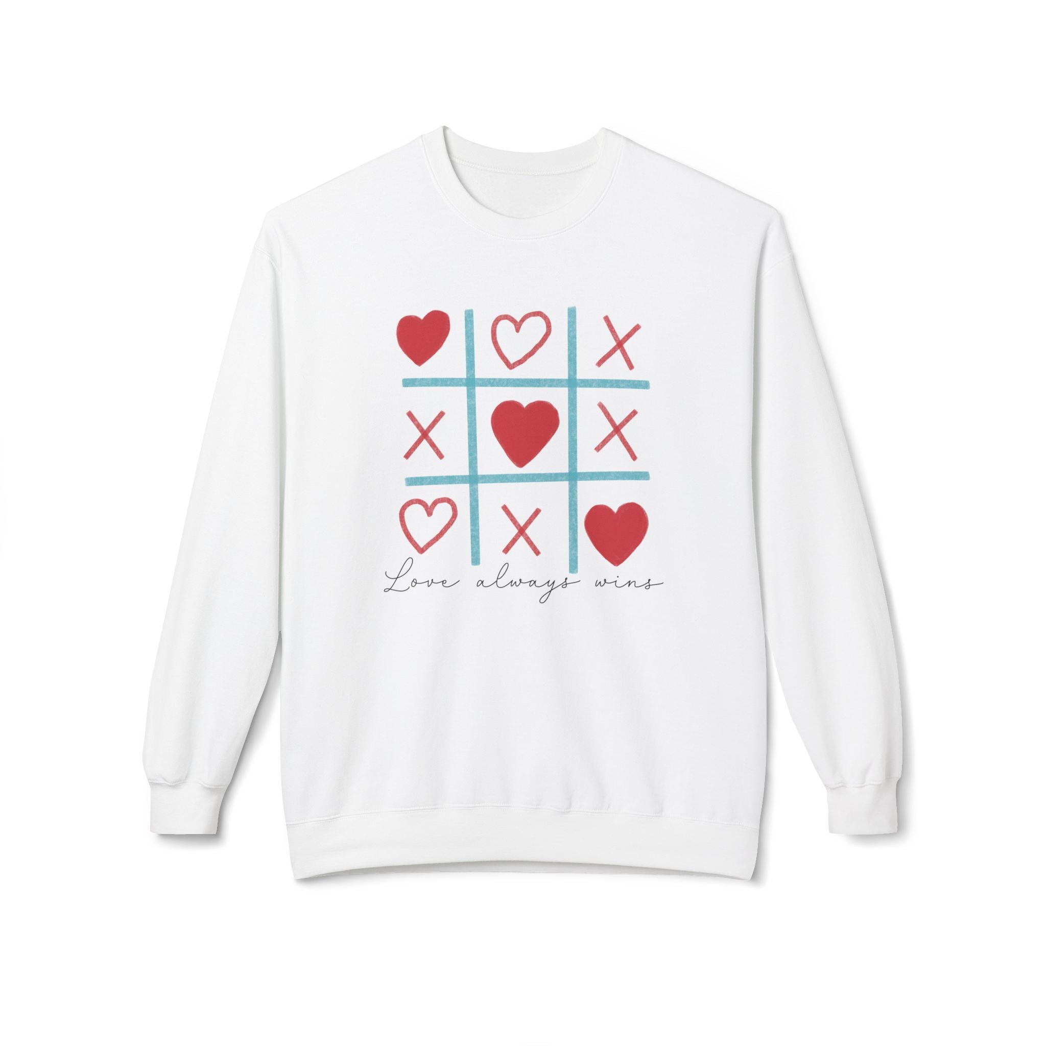 Love Always Wins, X's and O's Tic-Tac-Toe, Valentine's Day Sweatshirt - Ultra-soft and super comfy, our premium midweight unisex sweatshirts are perfect for any season.