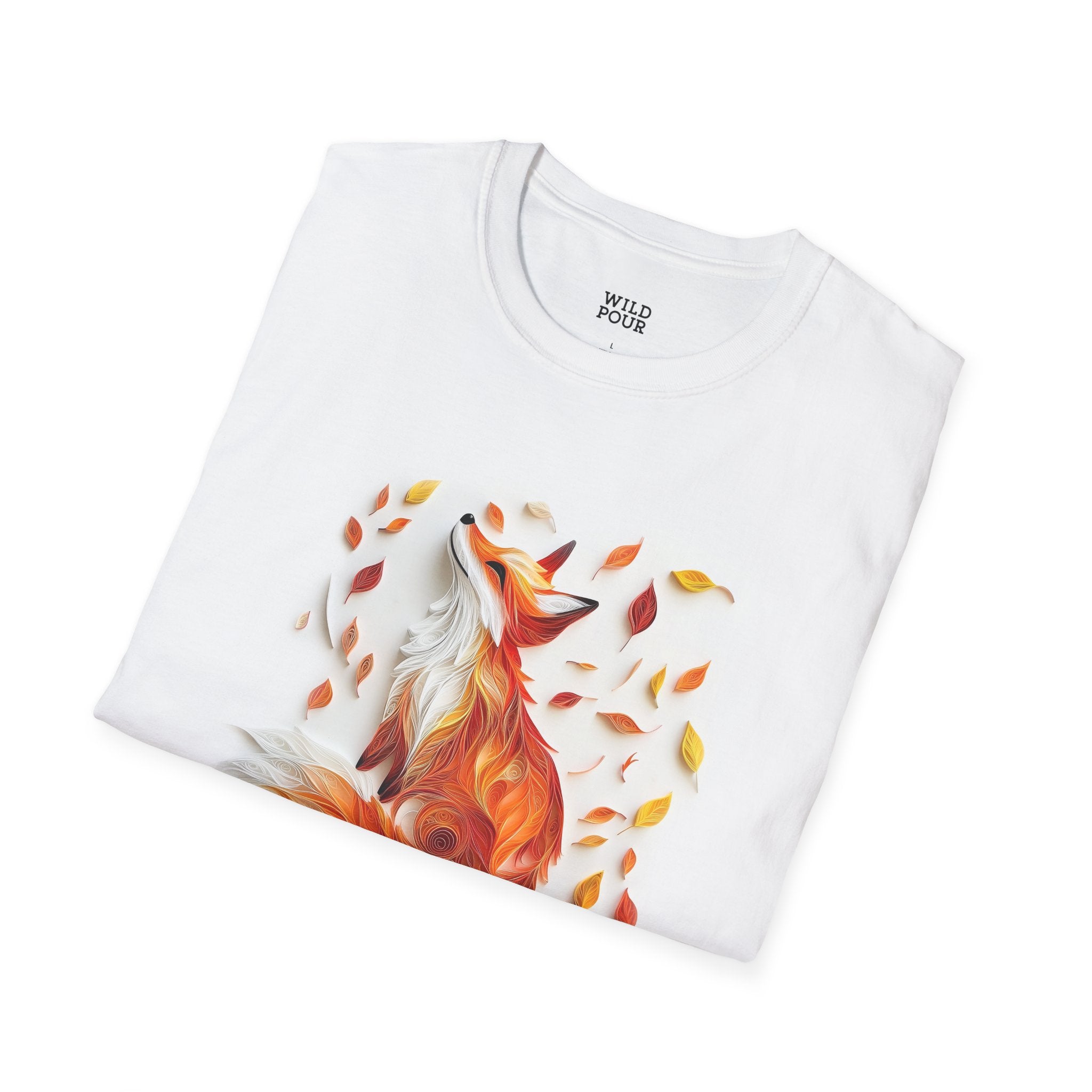 Fox in Fall Leaves, Paper Quilling Tee-Adult Tees-Wild Pour