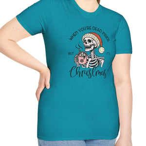 When You're Dead Inside, But it's Christmas, Holiday Skeleton Tee-Adult Tees-Wild Pour