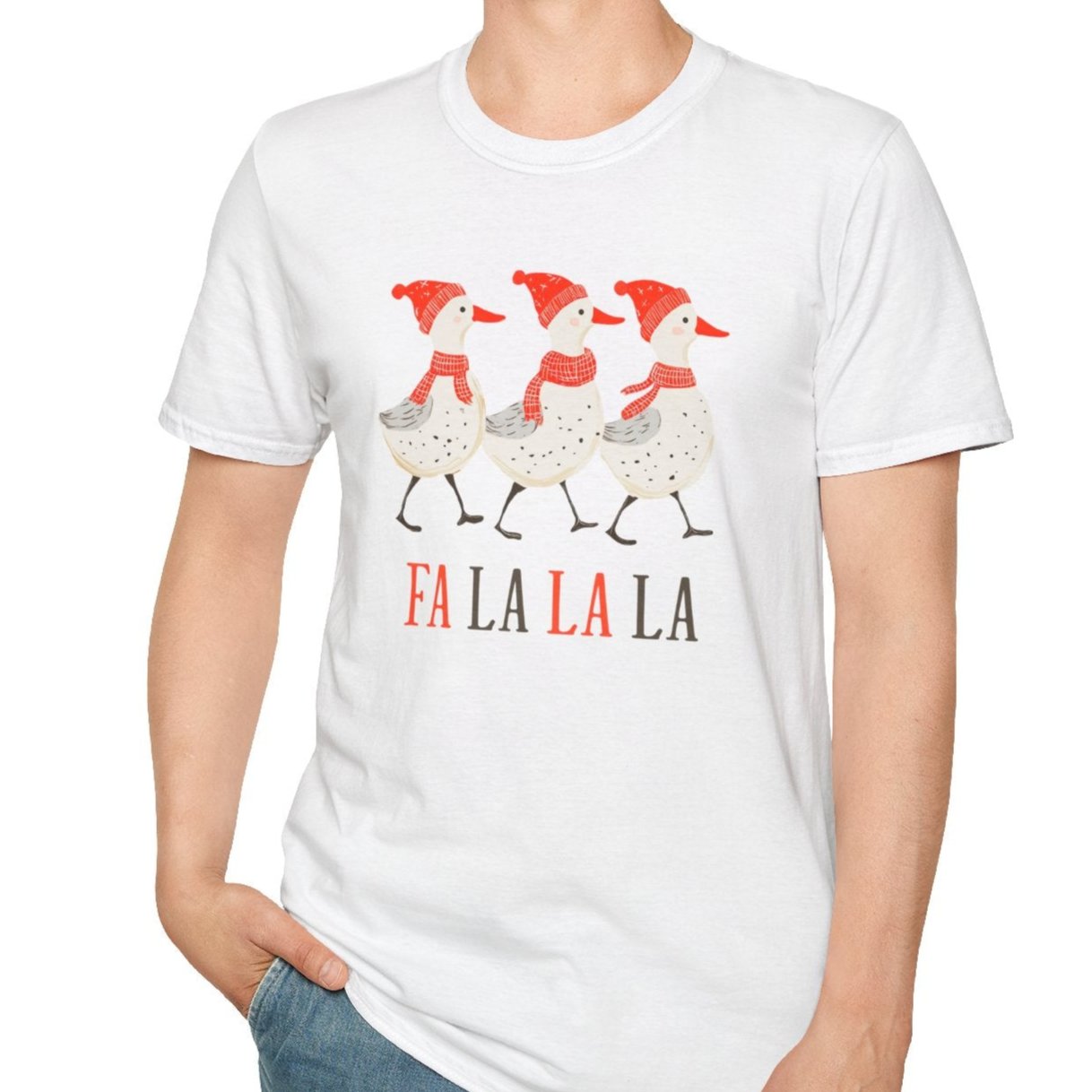 Fa La La La, Christmas Ducks Tee-Adult Tees-Wild Pour