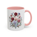 January Carnation, Birth Month Paper Quilling Mug - Available in a variety of vibrant accent colors, and in 15oz and 11oz sizes. Dishwasher and microwave safe.