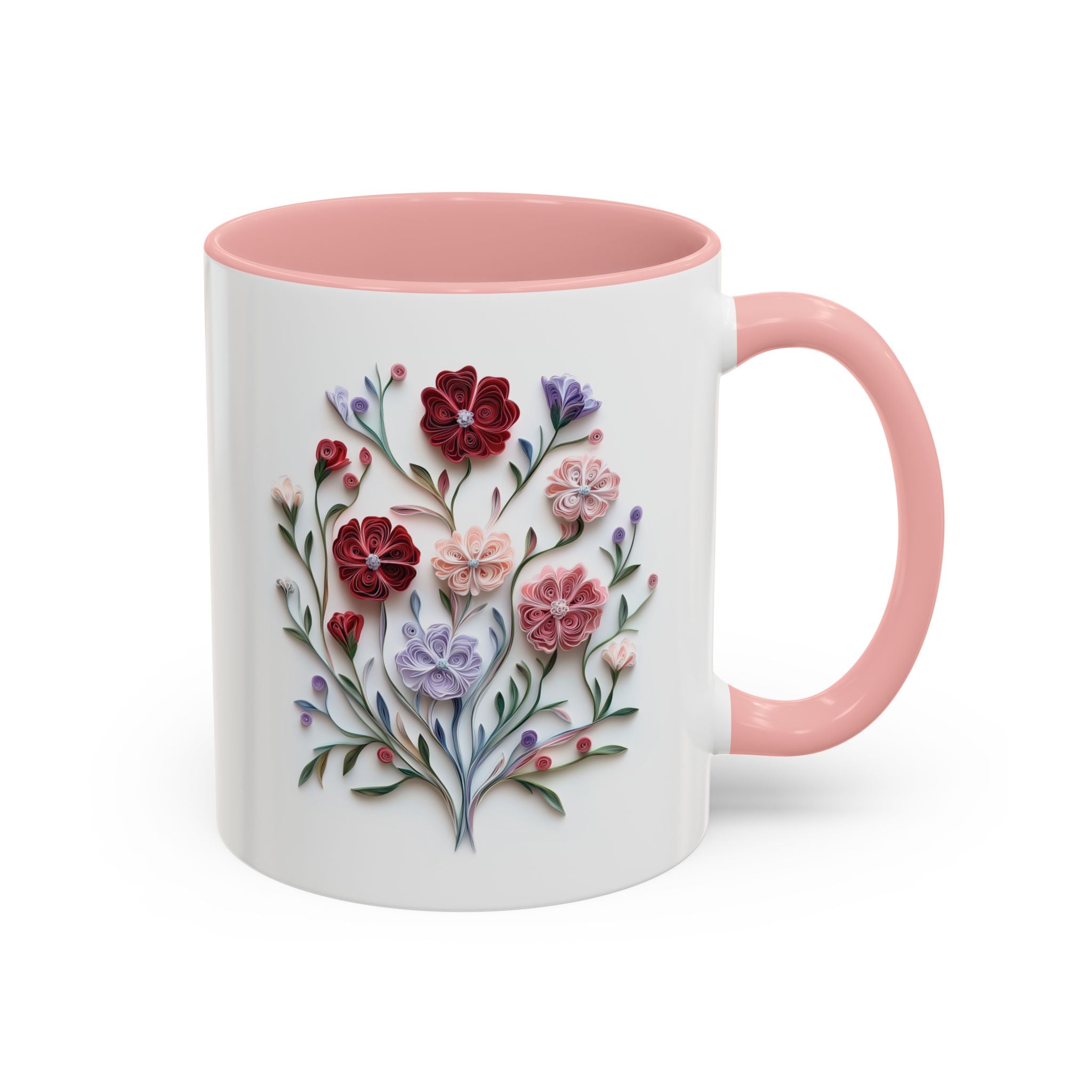 January Carnation, Birth Month Paper Quilling Mug-Mug-Wild Pour