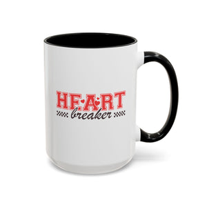 Heart Breaker, Anti-Valentine's Day Mug - Available in a variety of vibrant accent colors, and in 15oz and 11oz sizes. Dishwasher and microwave safe.