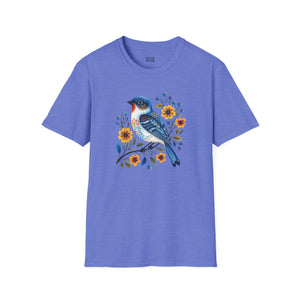 Blue Bird, Folk Art Tee-Adult Tees-Wild Pour