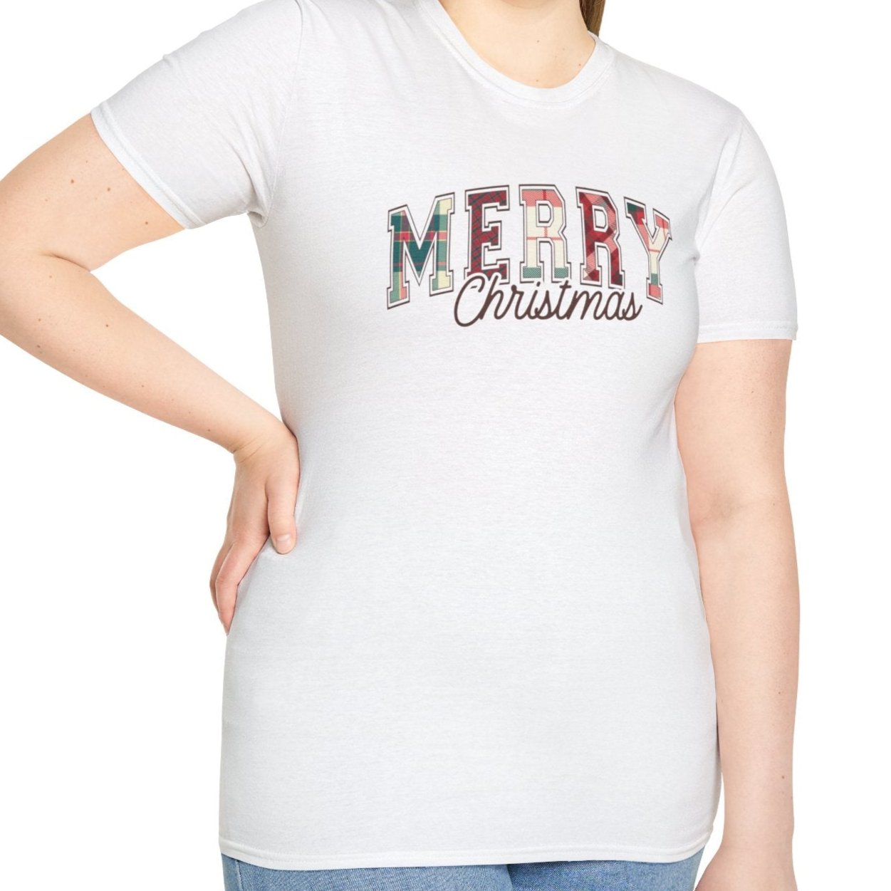 Merry Christmas, Plaid Tee-Adult Tees-Wild Pour