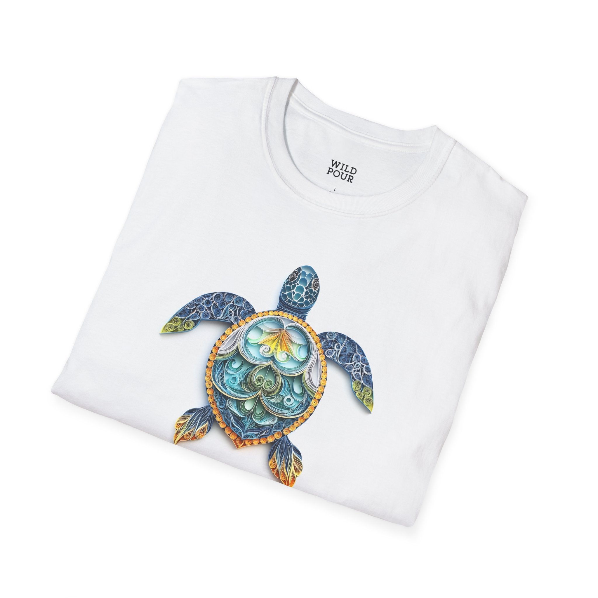 Sea Turtle, Paper Quilling Tee-Adult Tees-Wild Pour