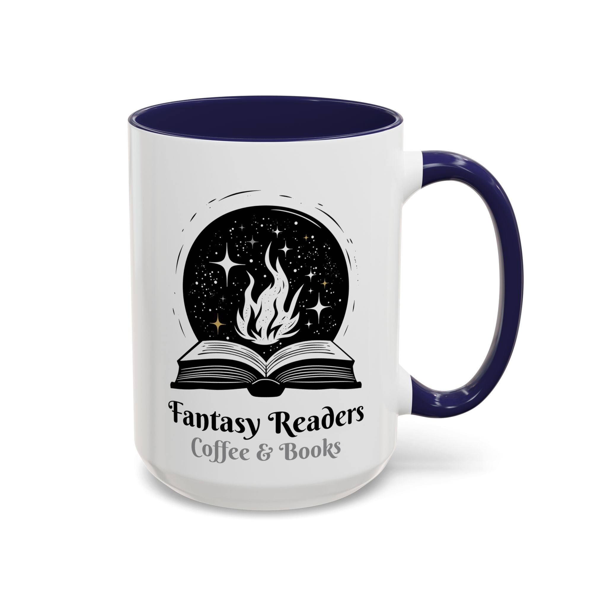 Fantasy Readers Coffee & Books - Fireball Mug - Available in a variety of vibrant accent colors, and in 15oz and 11oz sizes. Dishwasher and microwave safe.