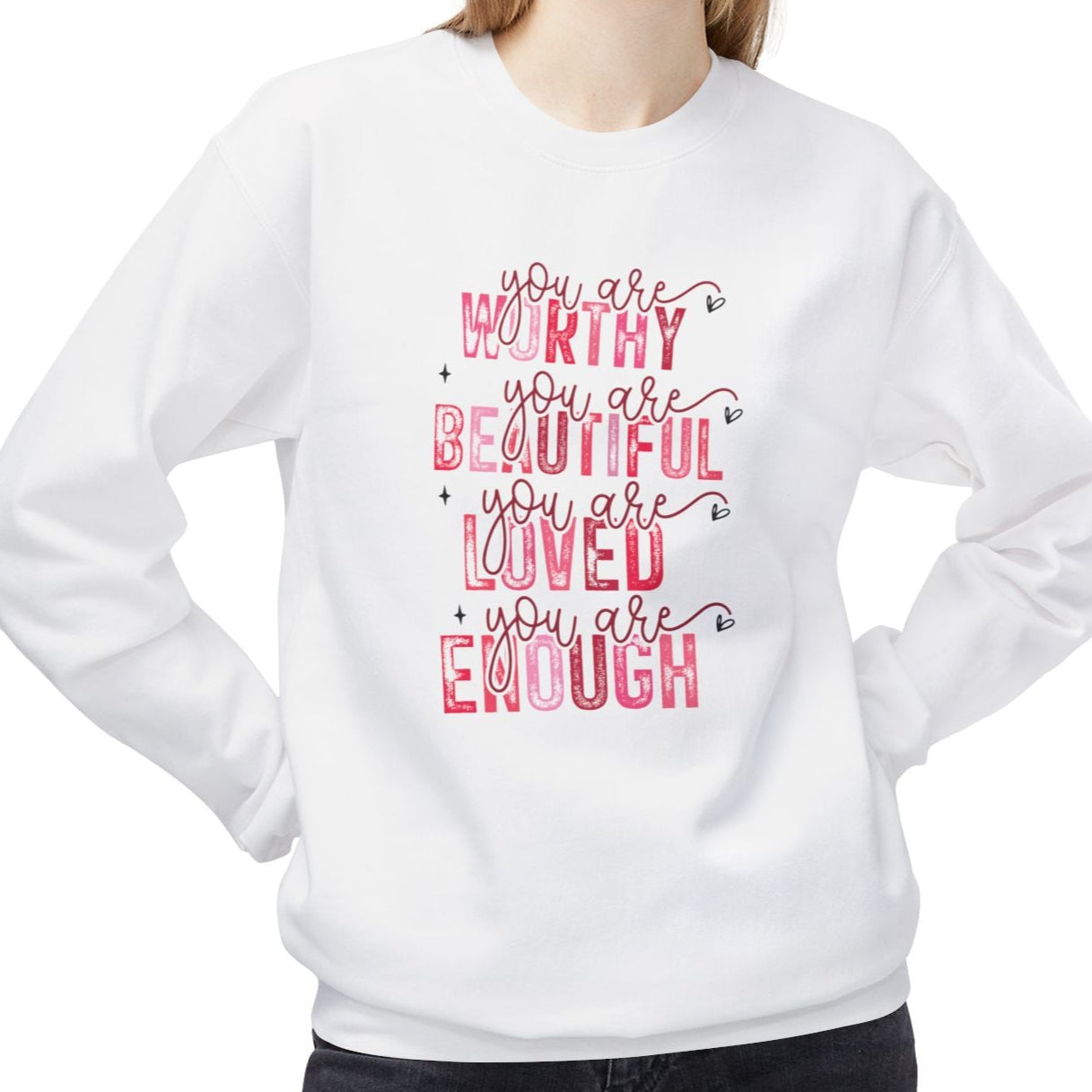 You Are Loved, Valentine's Day Positivity Sweatshirt - Ultra-soft and super comfy, our premium midweight unisex sweatshirts are perfect for any season.